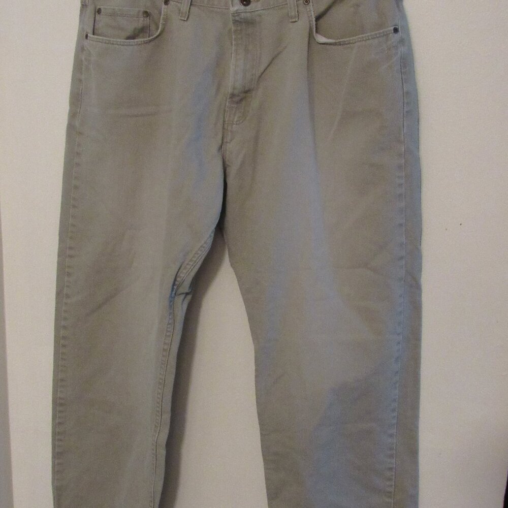 Wrangler Loose Straight Jeans Men's 40x30 Khaki Denim 100% Cotton Western Cowboy